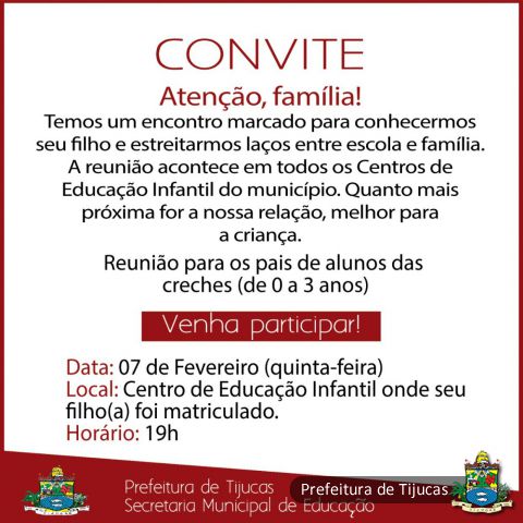 Convite 3º Encontro Família x Escola - Educação Infantil e Ensino  Fundamental 1